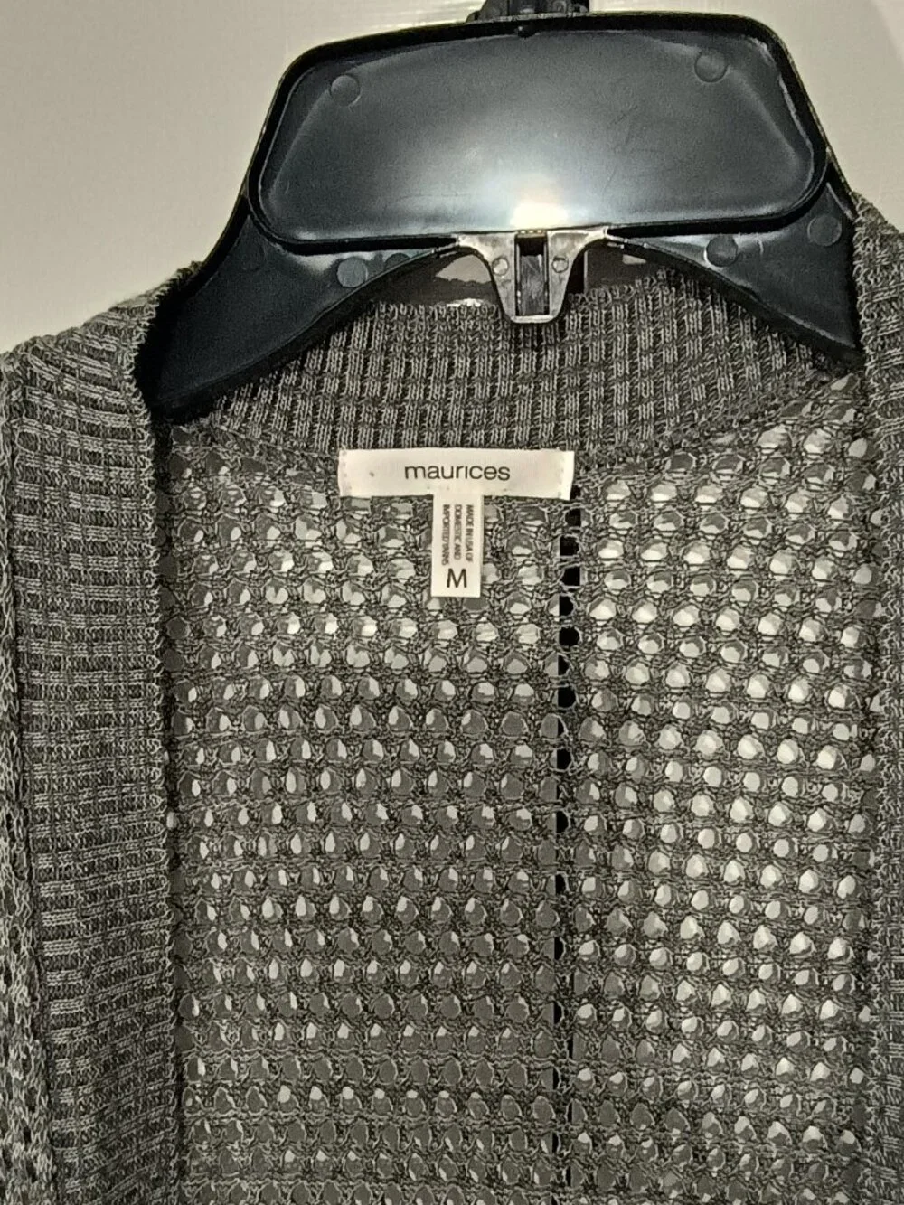 Maurices Gray Open Knit Long Cardigan Women’s Size M